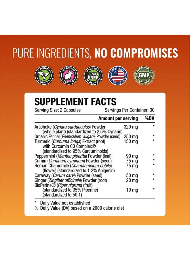 Approved Science® Gaslys™ - Soothe Digestive Tract, Alleviates Gas and Stomach Cramps - Artichoke Powder, Ginger, Fennel Seed - 60 Count - Pack of 1 - Image 4