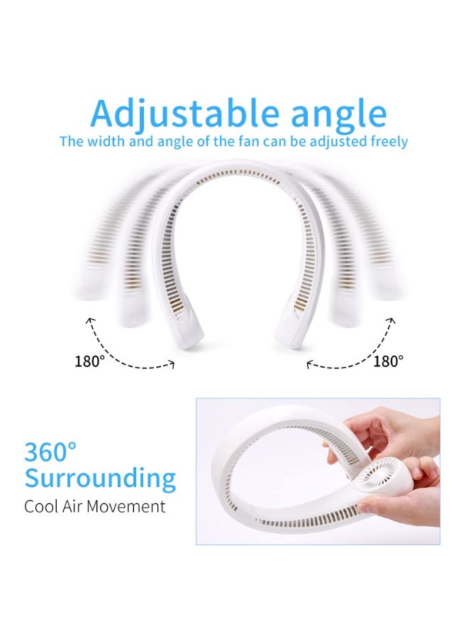مروحة رقبة محمولة بدون شفرات – مروحة قابلة للارتداء بدون استخدام اليدين ببطارية قابلة للشحن 4000mAh، تبريد 360° بثلاث سرعات و72 منفذ هواء، هادئة للاستخدام في السفر والرياضة والمكتب والأنشطة الخارجية (أبيض) - Image 3