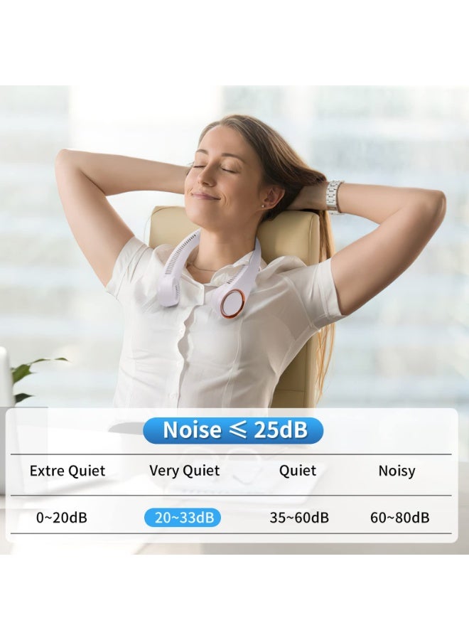 مروحة رقبة محمولة بدون شفرات – مروحة قابلة للارتداء بدون استخدام اليدين ببطارية قابلة للشحن 4000mAh، تبريد 360° بثلاث سرعات و72 منفذ هواء، هادئة للاستخدام في السفر والرياضة والمكتب والأنشطة الخارجية (أبيض) - Image 5