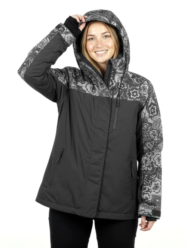 Roxy Women's Jetty Block Jacket – 10K Waterproof, Insulated Snow Jacket, PFAS-Free, Recycled Fabric, Black Combo, Medium - Image 1