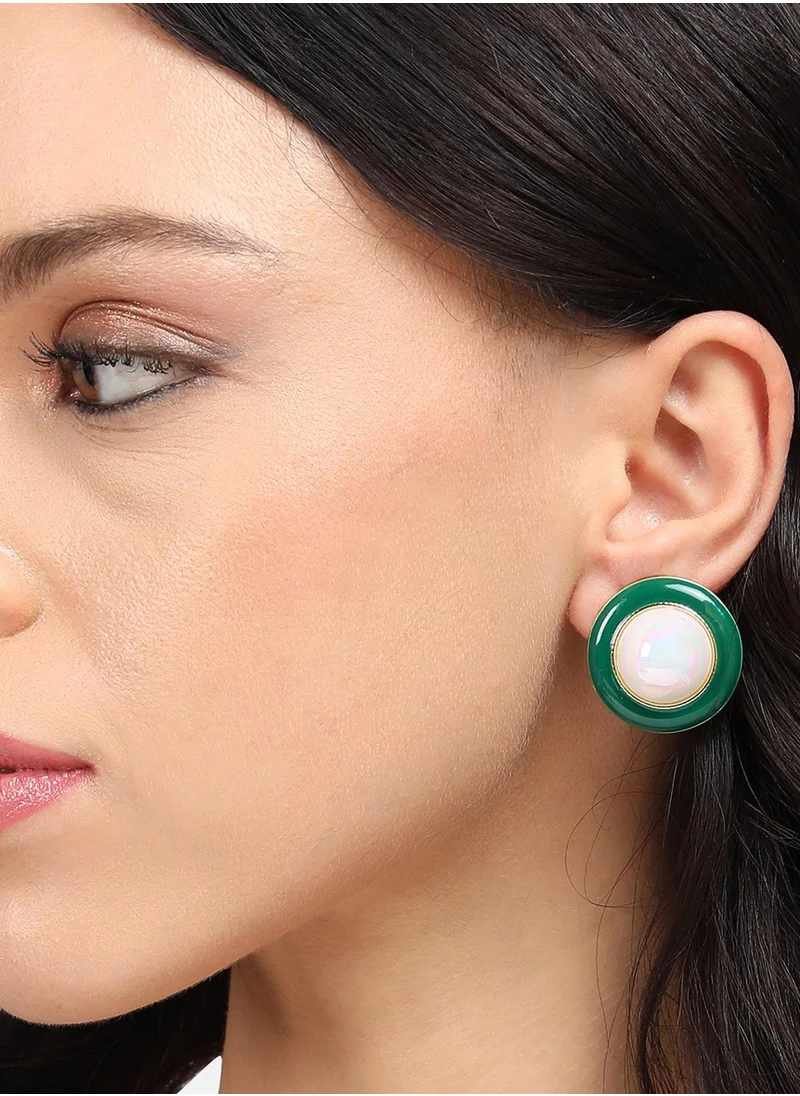 SOHI Enamel Pearl Stud Earrings