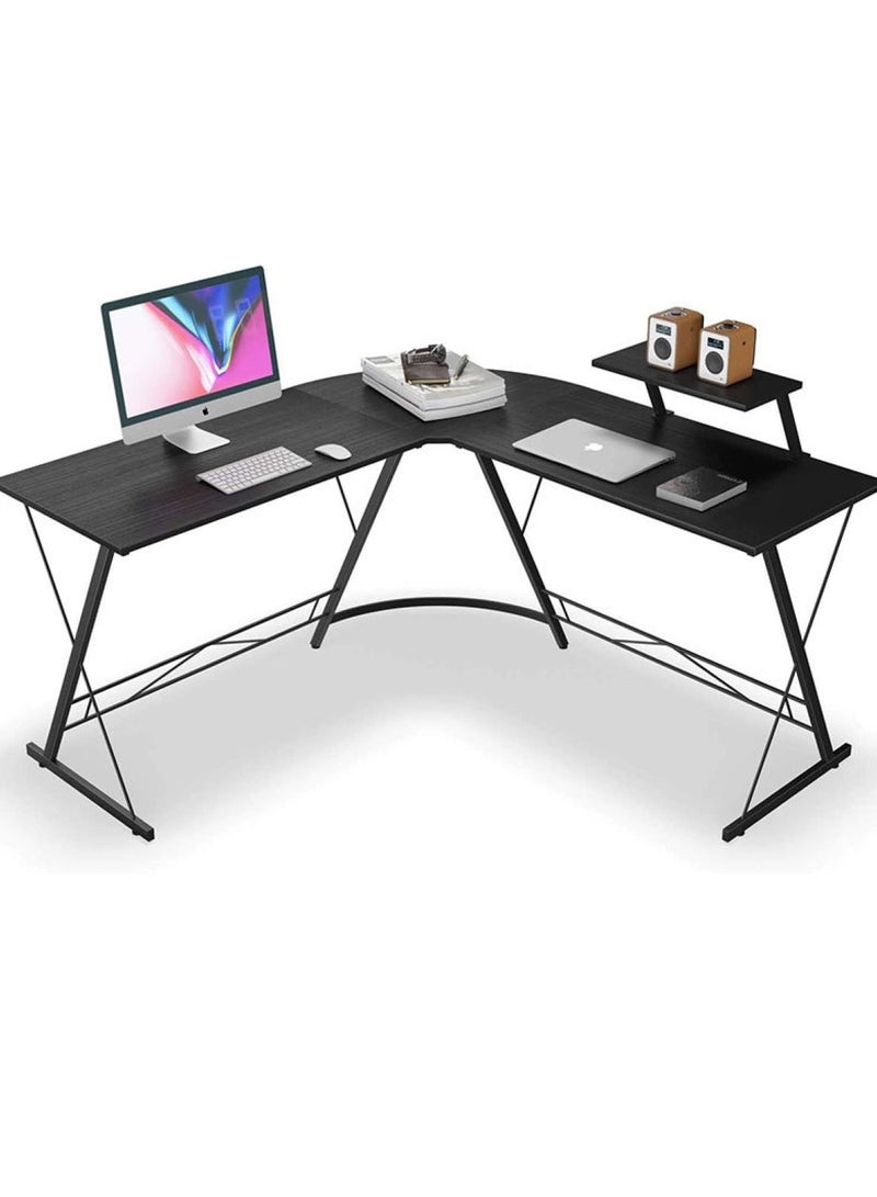 Huitich L-Shaped Corner Office Computer Table - Modern Black Design - Image 1