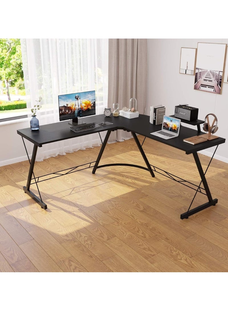Huitich L-Shaped Corner Office Computer Table - Modern Black Design - Image 5
