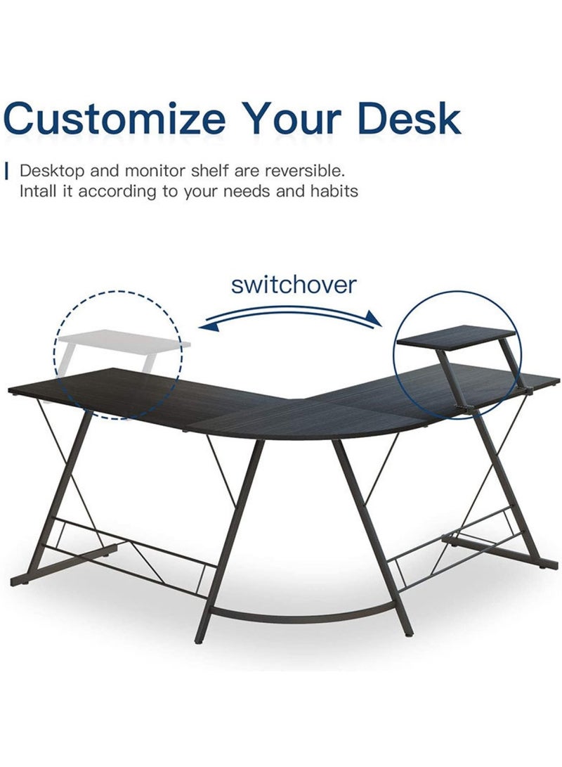 Huitich L-Shaped Corner Office Computer Table - Modern Black Design - Image 4