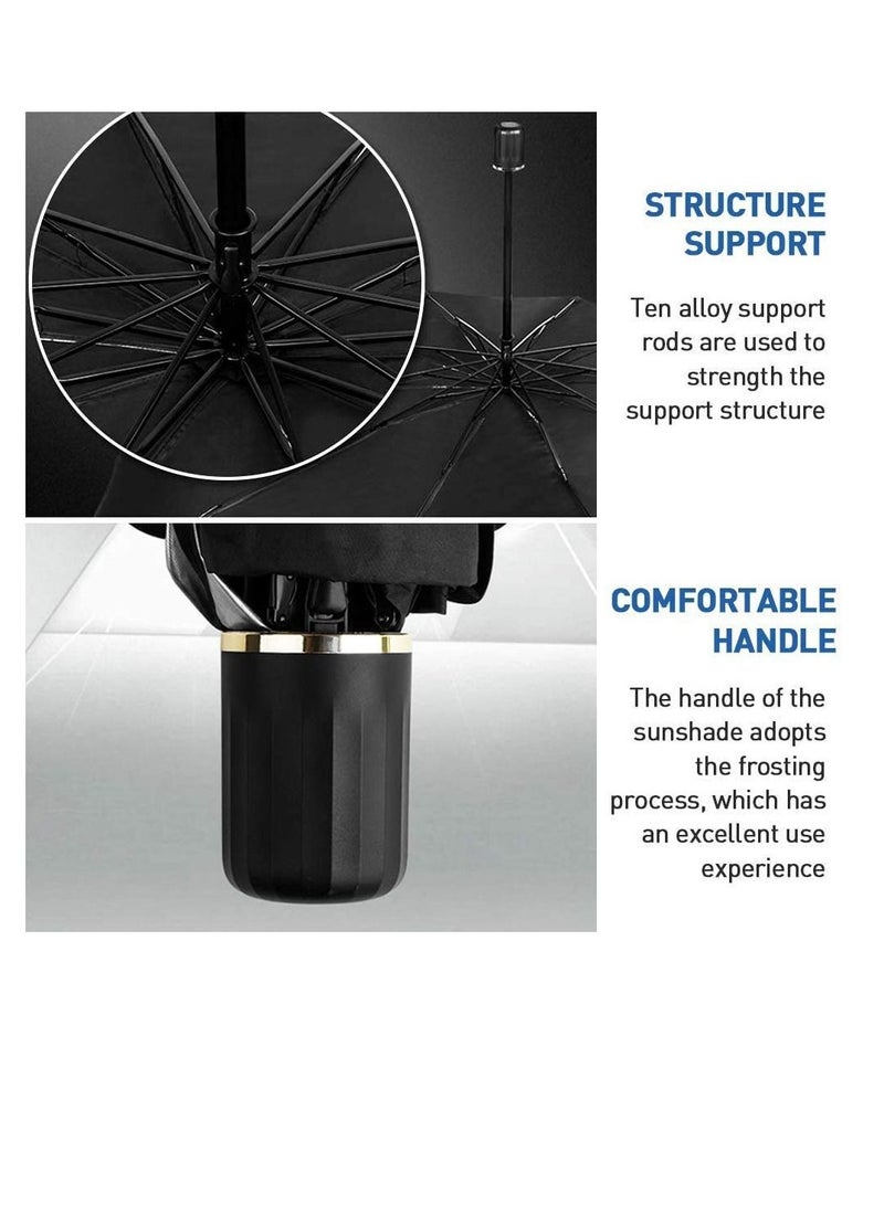 Excefore Car Windshield Sun Shade Umbrella - Foldable Car Umbrella Sunshade Cover UV Block Car Front Window (Heat Insulation Protection) for Auto Windshield Covers Trucks Cars (Large) - Image 2