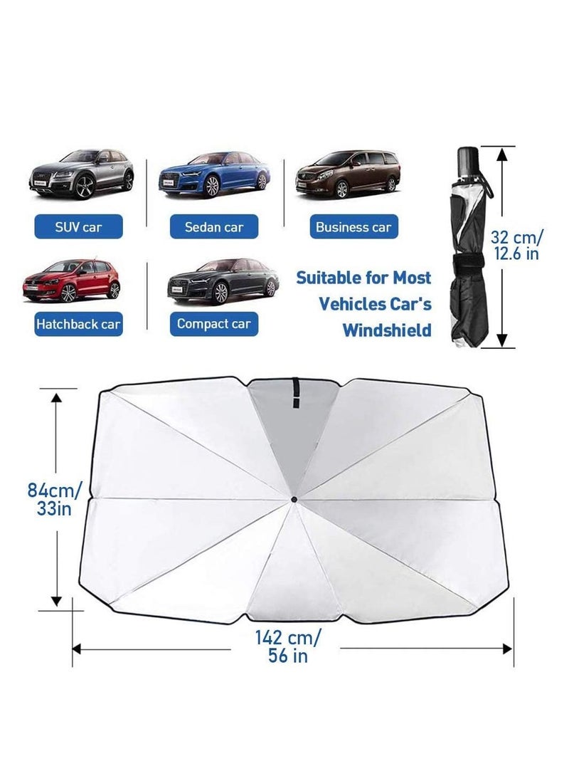 Excefore Car Windshield Sun Shade Umbrella - Foldable Car Umbrella Sunshade Cover UV Block Car Front Window (Heat Insulation Protection) for Auto Windshield Covers Trucks Cars (Large) - Image 3