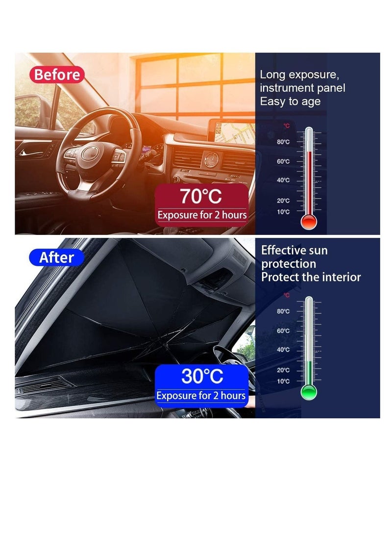 Excefore Car Windshield Sun Shade Umbrella - Foldable Car Umbrella Sunshade Cover UV Block Car Front Window (Heat Insulation Protection) for Auto Windshield Covers Trucks Cars (Large) - Image 5