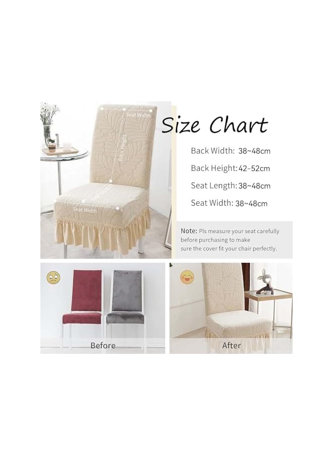 The Bros Dining Chair Covers Set of 6 Waterproof Stretchable Protector Seat Slipcovers Soft Jacquard with Skirt Removable and Washable Fit for Dinning Room, Old Chair, Wedding Ceremony,Brown - Image 2