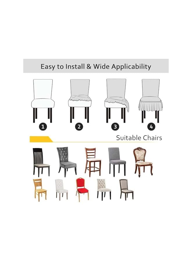 The Bros Dining Chair Covers Set of 6 Waterproof Stretchable Protector Seat Slipcovers Soft Jacquard with Skirt Removable and Washable Fit for Dinning Room, Old Chair, Wedding Ceremony,Brown - Image 4