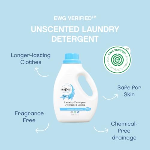 AspenClean Natural Laundry Detergent Unscented - 100% Natural, Organic, HE Liquid Laundry Detergent- Vegan, Non-Bio, Cruelty-Free, Biodegradable - Safe for Babies, Pets & Kids - EWG Certified (2 pack) - Image 3