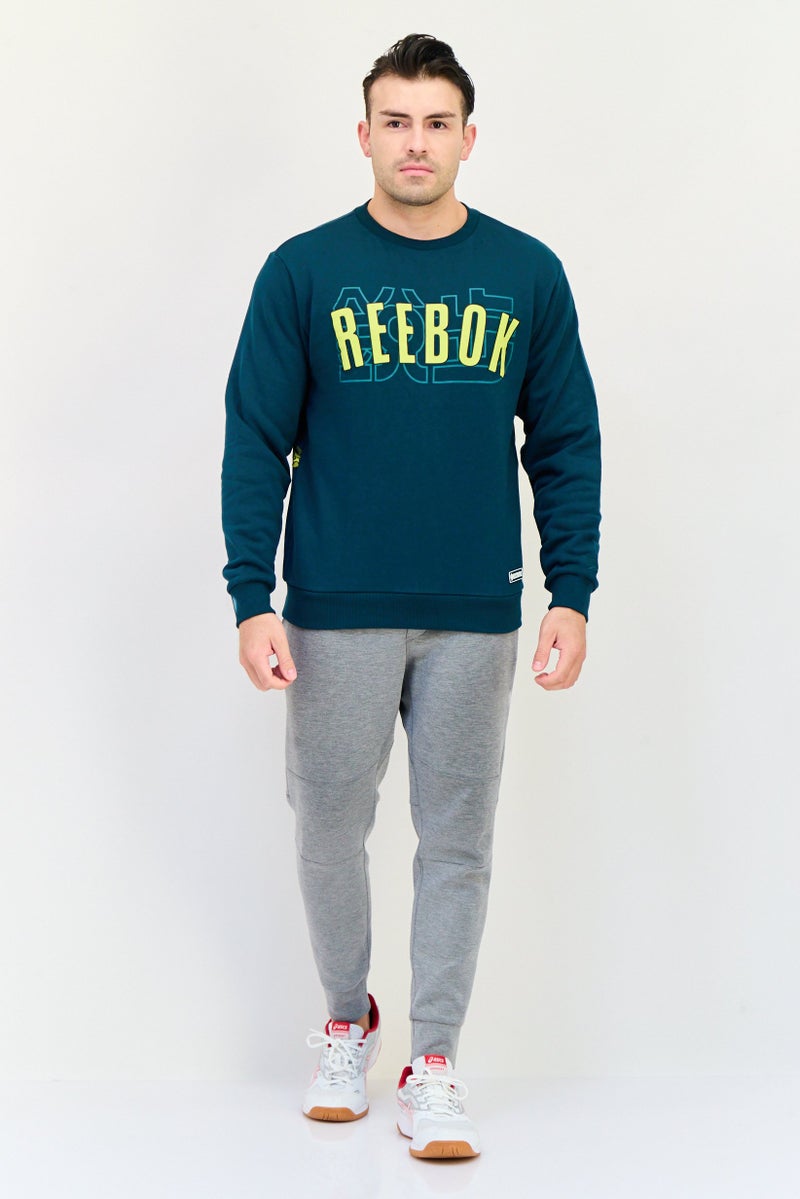 Reebok ملابس رياضية للرجال بأكمام طويلة مناسبة، خارجي، سويت شيرت، أخضر - Image 4