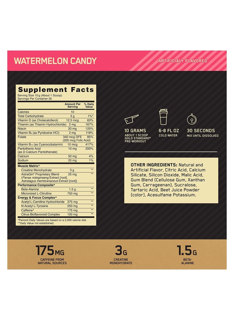 Optimum Nutrition - Gold Standard Pre-Workout, Vitamin D for Immune Support, with Creatine, Beta-Alanine, and Caffeine for Energy - Watermelon, 30 Servings - Image 1