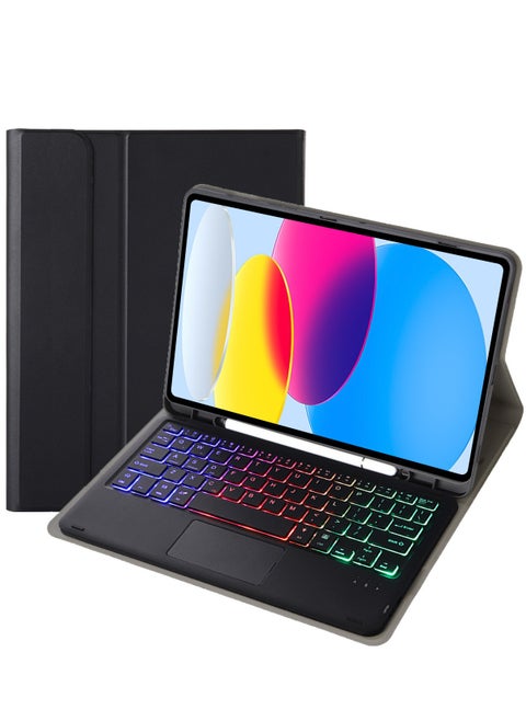 Touchpad Keyboard Case for iPad 10th Generation Case (10.9 inch 2022) / iPad 11th Generation(11 inch 2025) Backlit Multi Touch Trackpad Flip Stand Case with Pencil Holder
