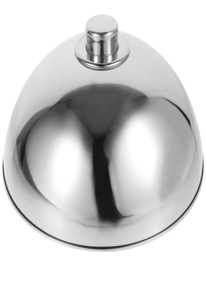 OUNONA Stainless Steel Food Dome Cover with Silver Bead Handle, Steaks Burgers Basting Dome, Dustproof Food Serving Plate Lid for Home, Restaurant, And Catering Use (10inch, Silver Bead) - Image 1