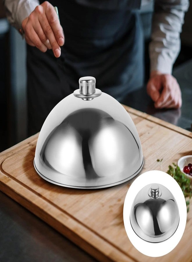 OUNONA Stainless Steel Food Dome Cover with Silver Bead Handle, Steaks Burgers Basting Dome, Dustproof Food Serving Plate Lid for Home, Restaurant, And Catering Use (10inch, Silver Bead) - Image 4