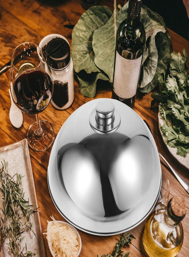 OUNONA Stainless Steel Food Dome Cover with Silver Bead Handle, Steaks Burgers Basting Dome, Dustproof Food Serving Plate Lid for Home, Restaurant, And Catering Use (10inch, Silver Bead) - Image 2