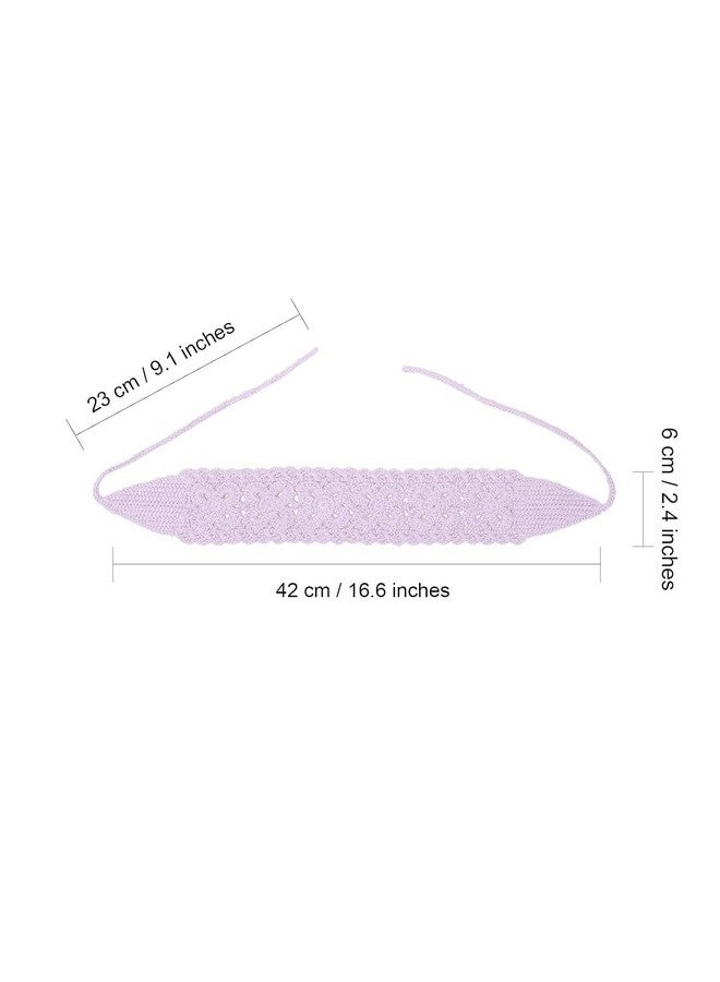HAIMEIKANG Hippie Hair Bandanas Headbands for Women Boho Headband Knit Hair Bands Floral Head Wrap for Girls(light purple+beige+khaki) - Image 2