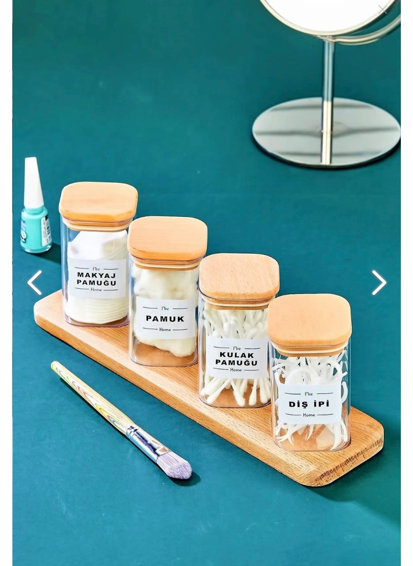 Fbz Home Wooden Cross Stand Mica Cotton Bud, Cotton, Makeup Cotton, Dental Floss Organizer Storage Box 250 ml  - Image 1