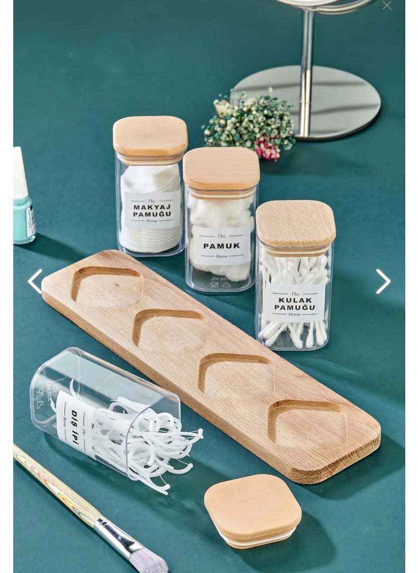Fbz Home Wooden Cross Stand Mica Cotton Bud, Cotton, Makeup Cotton, Dental Floss Organizer Storage Box 250 ml  - Image 2