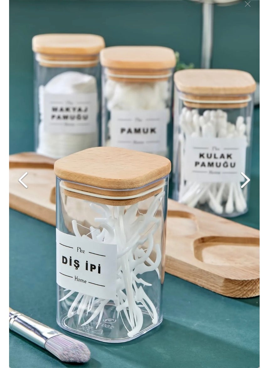 Fbz Home Wooden Cross Stand Mica Cotton Bud, Cotton, Makeup Cotton, Dental Floss Organizer Storage Box 250 ml  - Image 3