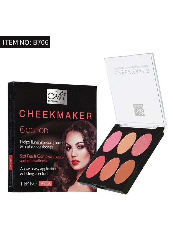 Mn MENOW Menow Blusher 6-Colour Cheekmaker Palette, Group B - Image 2