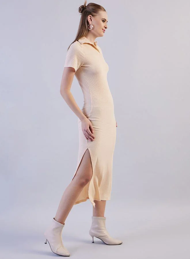Freehand  Women Fitted Casual Solid Long Polo Collar Dress for Women | Best Price UAE