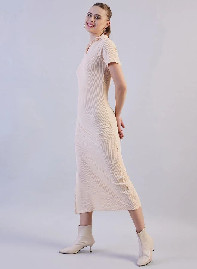 Freehand  Women Fitted Casual Solid Long Polo Collar Dress for Women | Best Price UAE