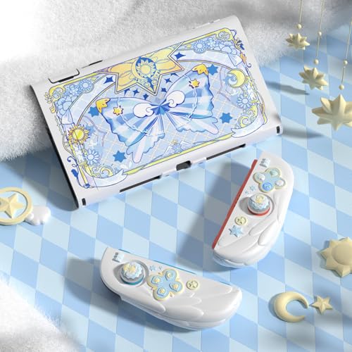 PlayVital Magic Wings Protective Case with Stand for Nintendo Switch 2 Joycon Silicone Grips PC Console Hard Shell 2 Joystick Caps Cute Animal Accessories Dockable Cover for Switch 2 White - Image 3