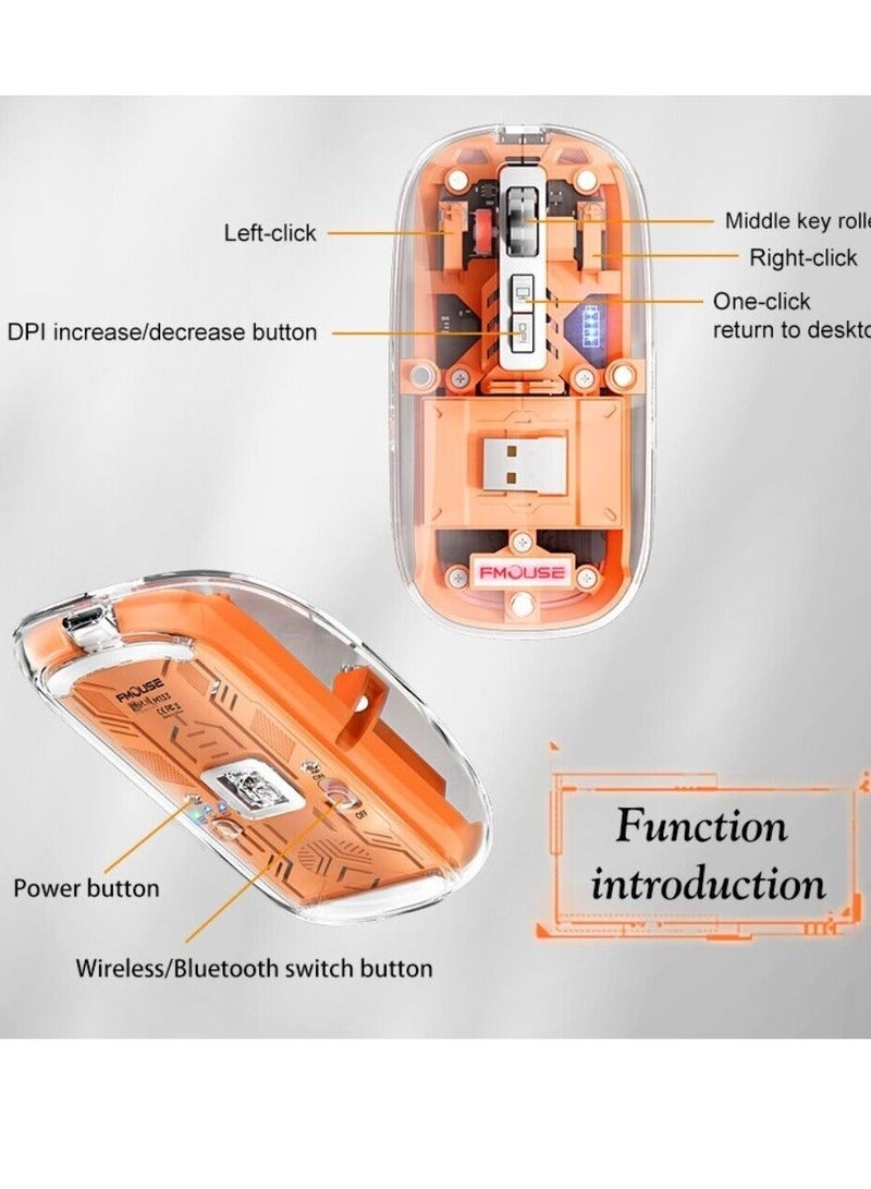 general Three-mode transparent wireless mouse 2.4G/Bluetooth 5.1 silent magnetic rechargeable wireless mouse with battery display - Image 3