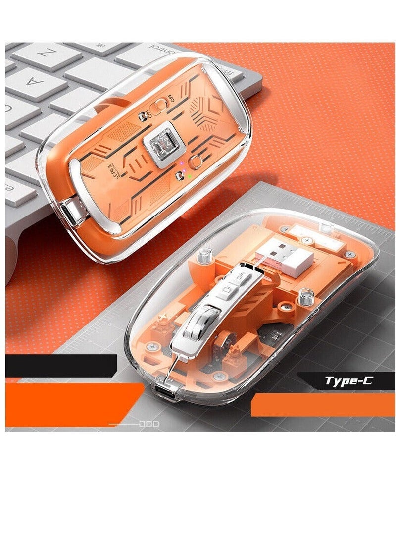 general Three-mode transparent wireless mouse 2.4G/Bluetooth 5.1 silent magnetic rechargeable wireless mouse with battery display - Image 1