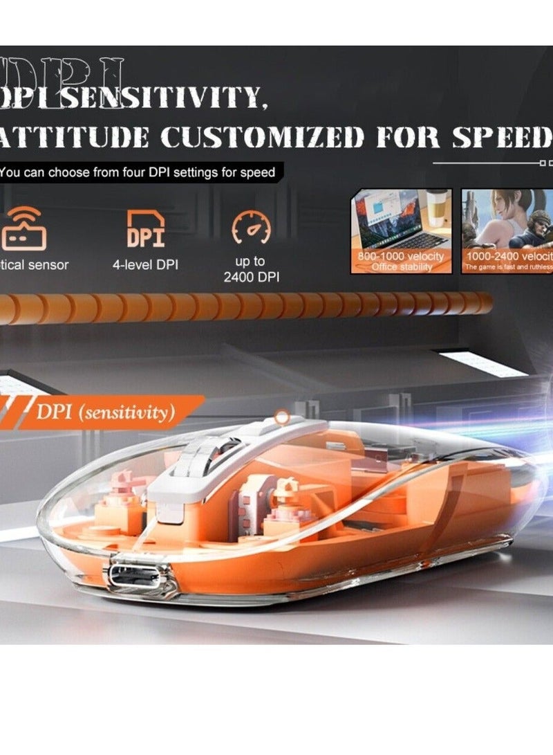 general Three-mode transparent wireless mouse 2.4G/Bluetooth 5.1 silent magnetic rechargeable wireless mouse with battery display - Image 4