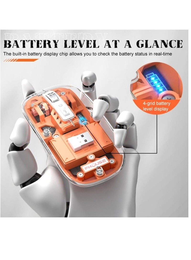 general Three-mode transparent wireless mouse 2.4G/Bluetooth 5.1 silent magnetic rechargeable wireless mouse with battery display - Image 2