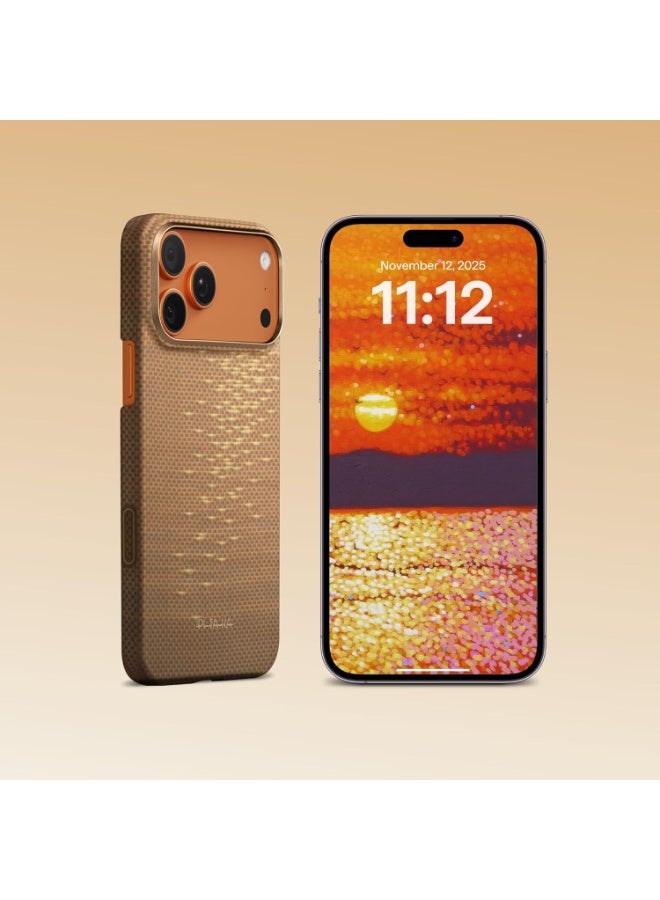 PITAKA حافظة بيتاكا لجهاز آيفون 17 برو 6.3" مع زر التحكم في الكاميرا، متوافقة مع ماغسيف، حافظة فائقة النحافة مع شعور بدون حافظة، ألياف أراميد 1500D منسوجة - لمسة ذهبية - Image 2