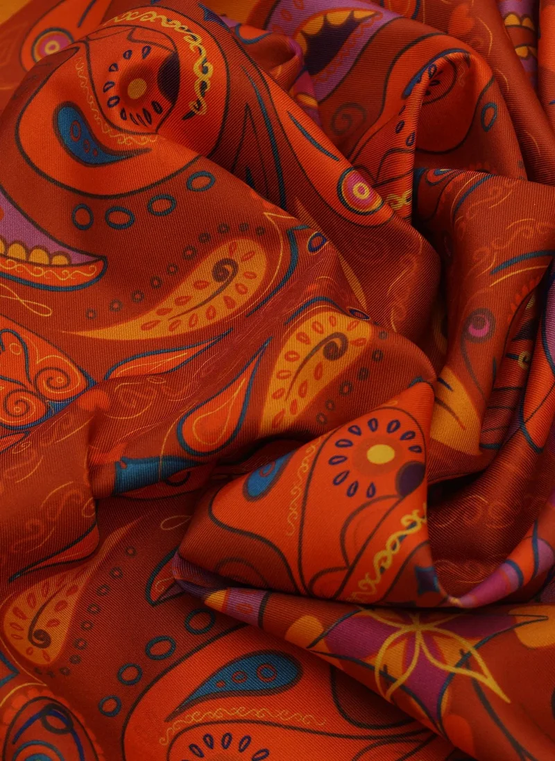 Janara Jones  Red Paisley Satin Twill Scarf for Women | Best Price UAE