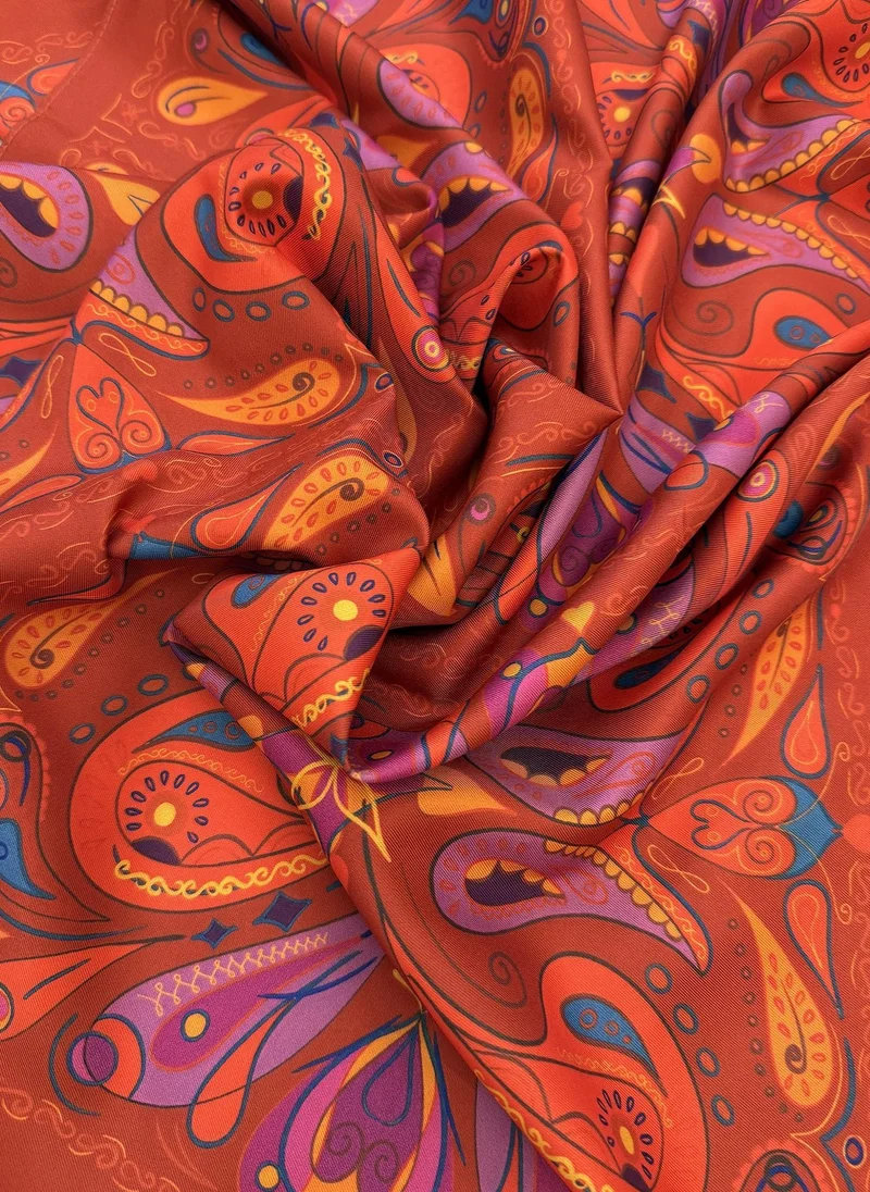 Janara Jones  Red Paisley Satin Twill Scarf for Women | Best Price UAE