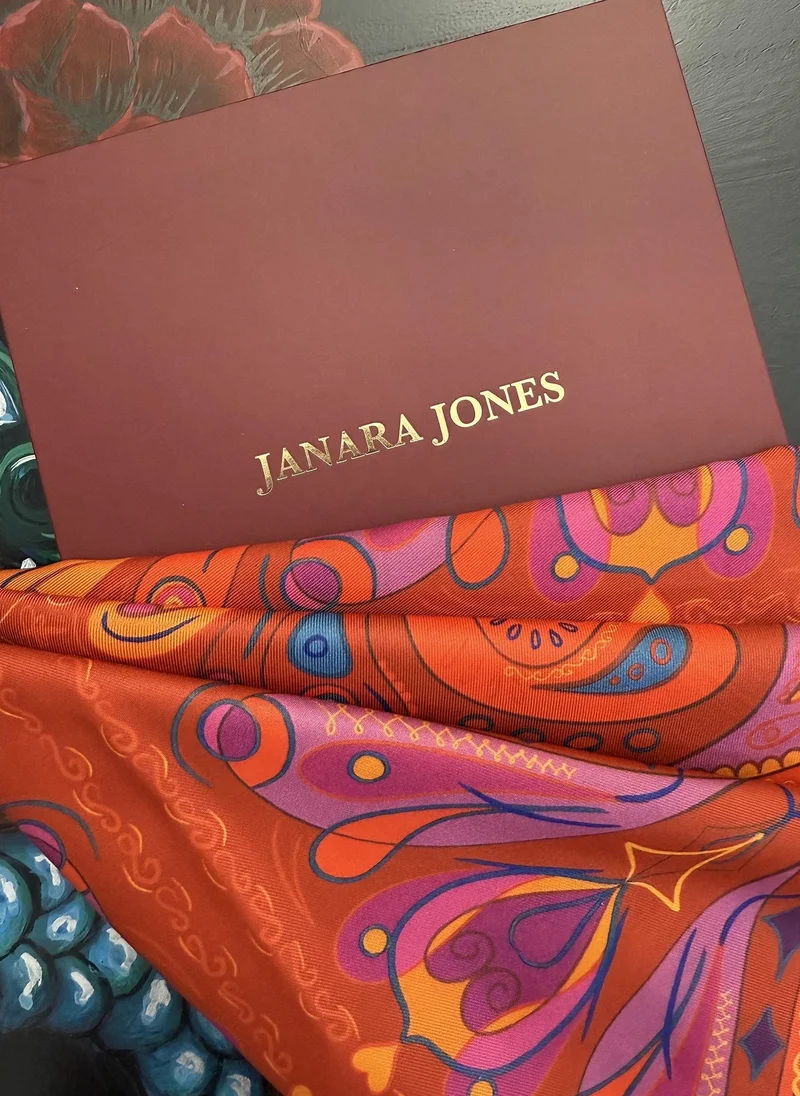 Janara Jones  Red Paisley Satin Twill Scarf for Women | Best Price UAE