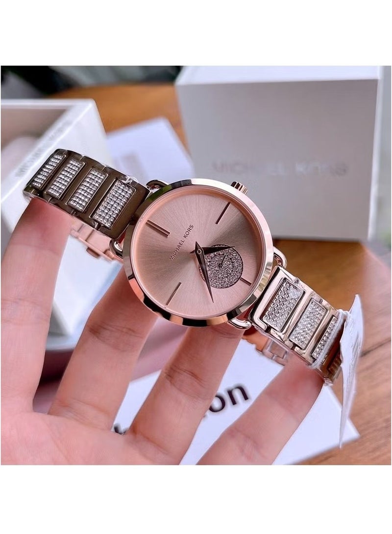 MK Michael Kors 34mm Women's Diamond Steel Strap Quartz Watch MK-3853 - Image 3