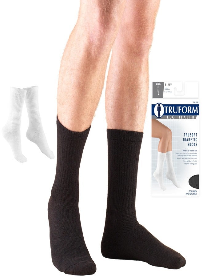 Truform Medical Compression Socks for Men and Women, 8-15 mmHg Crew Length to Mid-Calf, Black, Small - Image 1