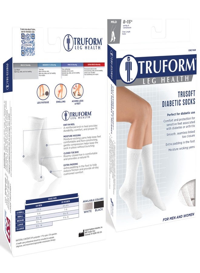 Truform Medical Compression Socks for Men and Women, 8-15 mmHg Crew Length to Mid-Calf, Black, Small - Image 3