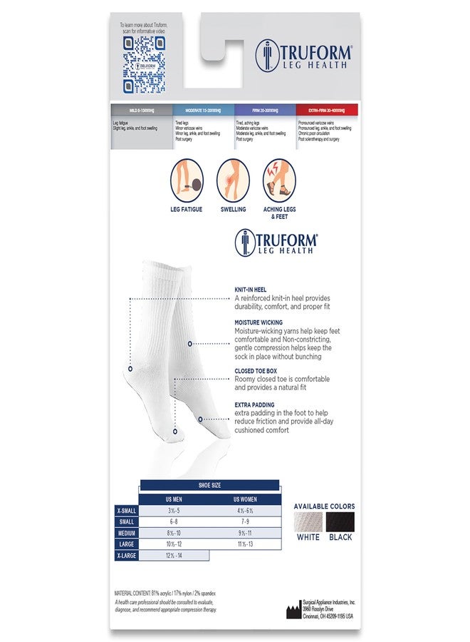 Truform Medical Compression Socks for Men and Women, 8-15 mmHg Crew Length to Mid-Calf, Black, Small - Image 4