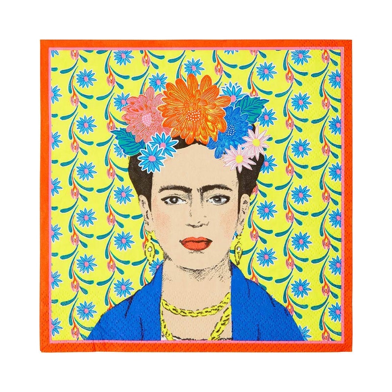 Talking Tables 20 x Yellow Frida Kahlo Print Paper Napkins Mexican Fiesta Boho Birthday Outdoor Dining Disposable Serviettes for Cinco De Mayo BBQ Decoupage 13 x 13 - Image 2