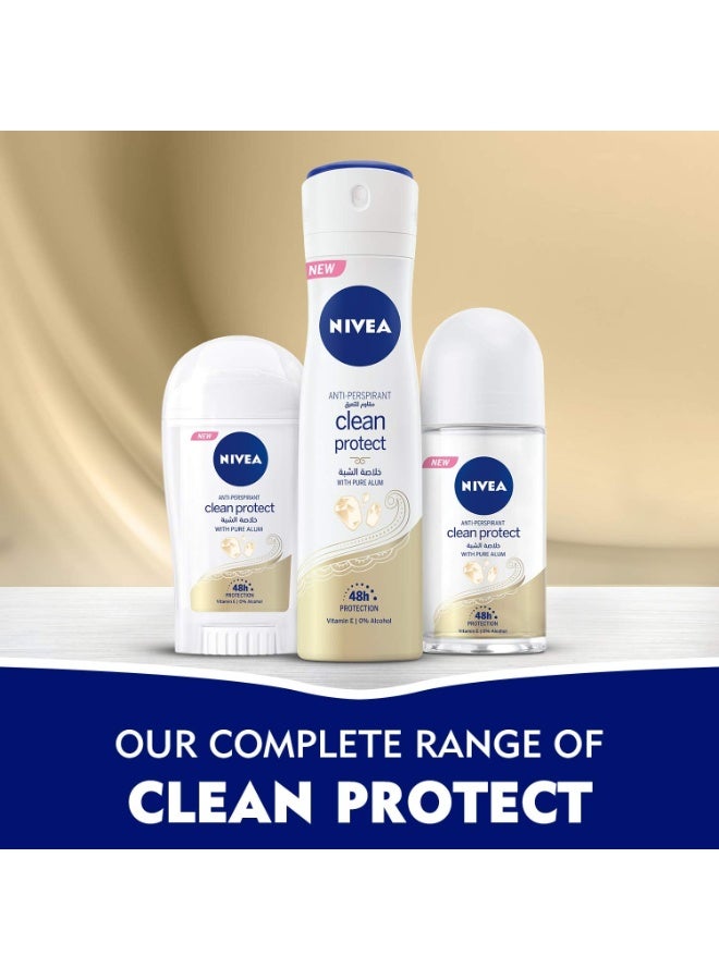 NIVEA Antiperspirant Spray for Women, 48h Protection, Clean Protect Pure Alum, 3x150ml - Image 5
