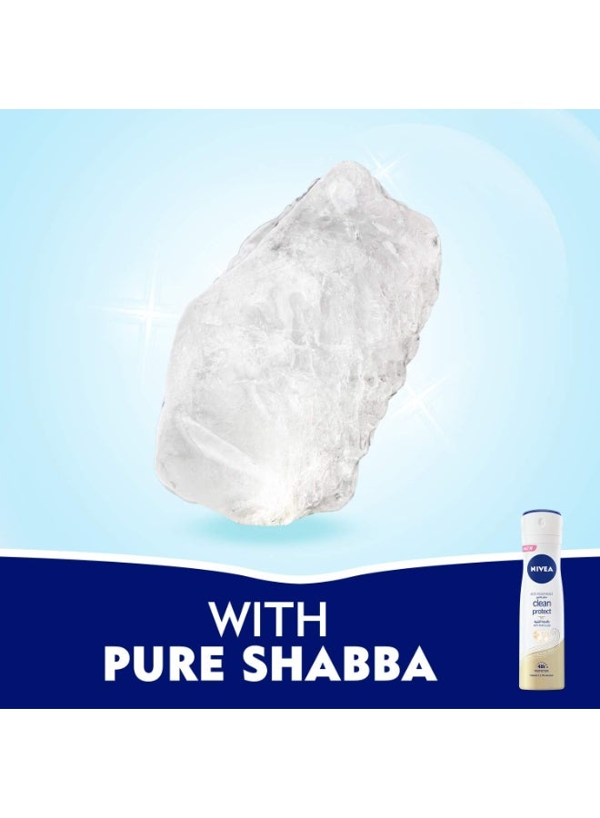 NIVEA Antiperspirant Spray for Women, 48h Protection, Clean Protect Pure Alum, 3x150ml - Image 3