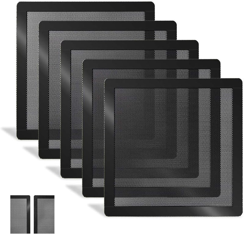 كاست ويف مرشح غبار مروحة تبريد الكمبيوتر، غطاء PVC مقاوم للغبار مع إطار مغناطيسي، غطاء شبكي أسود لمرشح الرادياتير، عبوة من 5 قطع (120 × 120 مم) - Image 1