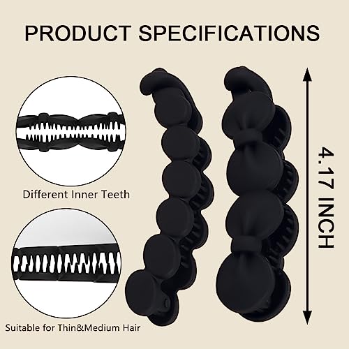 Hapdoo Hair Clips, 6PCS Bow Oval Banana Clips for Medium Thin Hair, 4.1 Inch Matte Strong Hold Half Ponytail Bun Holder, Hair Jaw Clips Barrettes Styling Accessories for Women Girls - Image 2