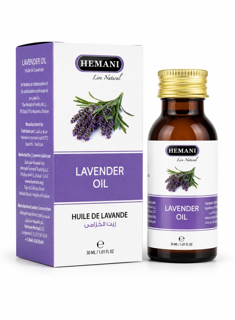 HEMANI Lavender Oil 30ML – 100% Natural Lavender Aromatherapy Oil for Relaxation, Hair & Skin Care | Pure Zait Al Khuzama / Huile de Lavande - Image 2