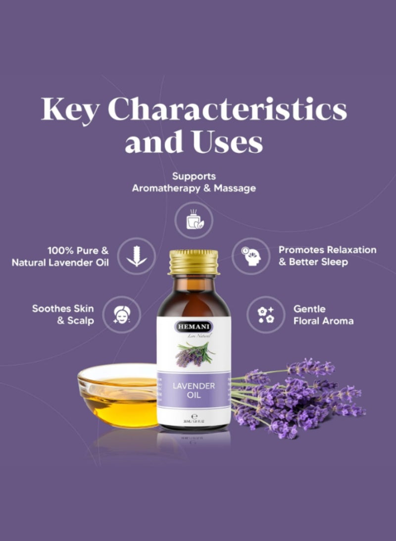 HEMANI Lavender Oil 30ML – 100% Natural Lavender Aromatherapy Oil for Relaxation, Hair & Skin Care | Pure Zait Al Khuzama / Huile de Lavande - Image 5