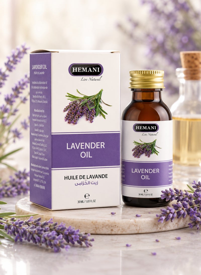 HEMANI Lavender Oil 30ML – 100% Natural Lavender Aromatherapy Oil for Relaxation, Hair & Skin Care | Pure Zait Al Khuzama / Huile de Lavande - Image 1