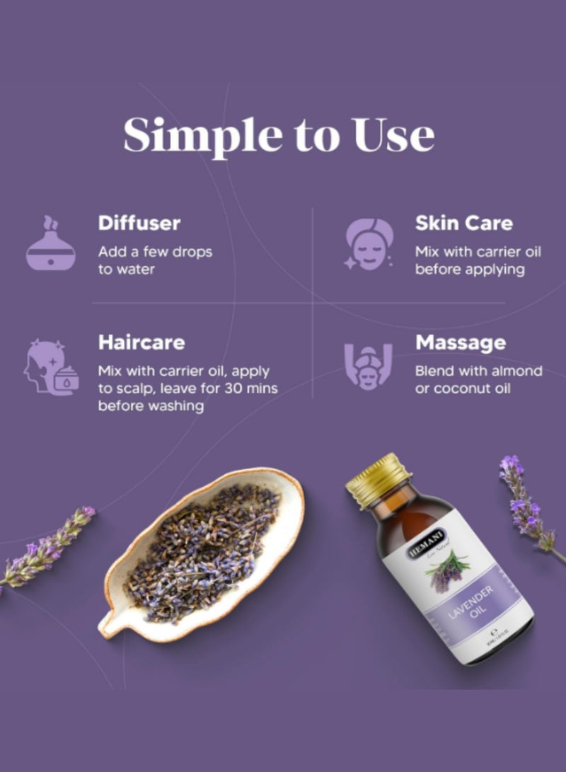 HEMANI Lavender Oil 30ML – 100% Natural Lavender Aromatherapy Oil for Relaxation, Hair & Skin Care | Pure Zait Al Khuzama / Huile de Lavande - Image 4