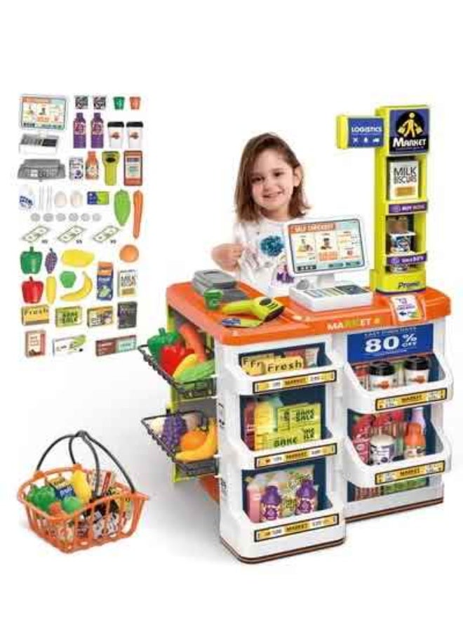 ممز بلانيت مجموعة ألعاب سوبر ماركت ومتجر البقالة للعب التظاهري 42 قطعه للأطفال، ألعابا اطفال لبقالة والسوق مع عربة تسوق، مجموعة أدوات مطبخ للعب للأطفال الصغار، أفضل مجموعة ألعاب للأطفال للعب خارج المنزل_ العاب اطفال-لعبة سوبر ماركت للأطفال - Image 1